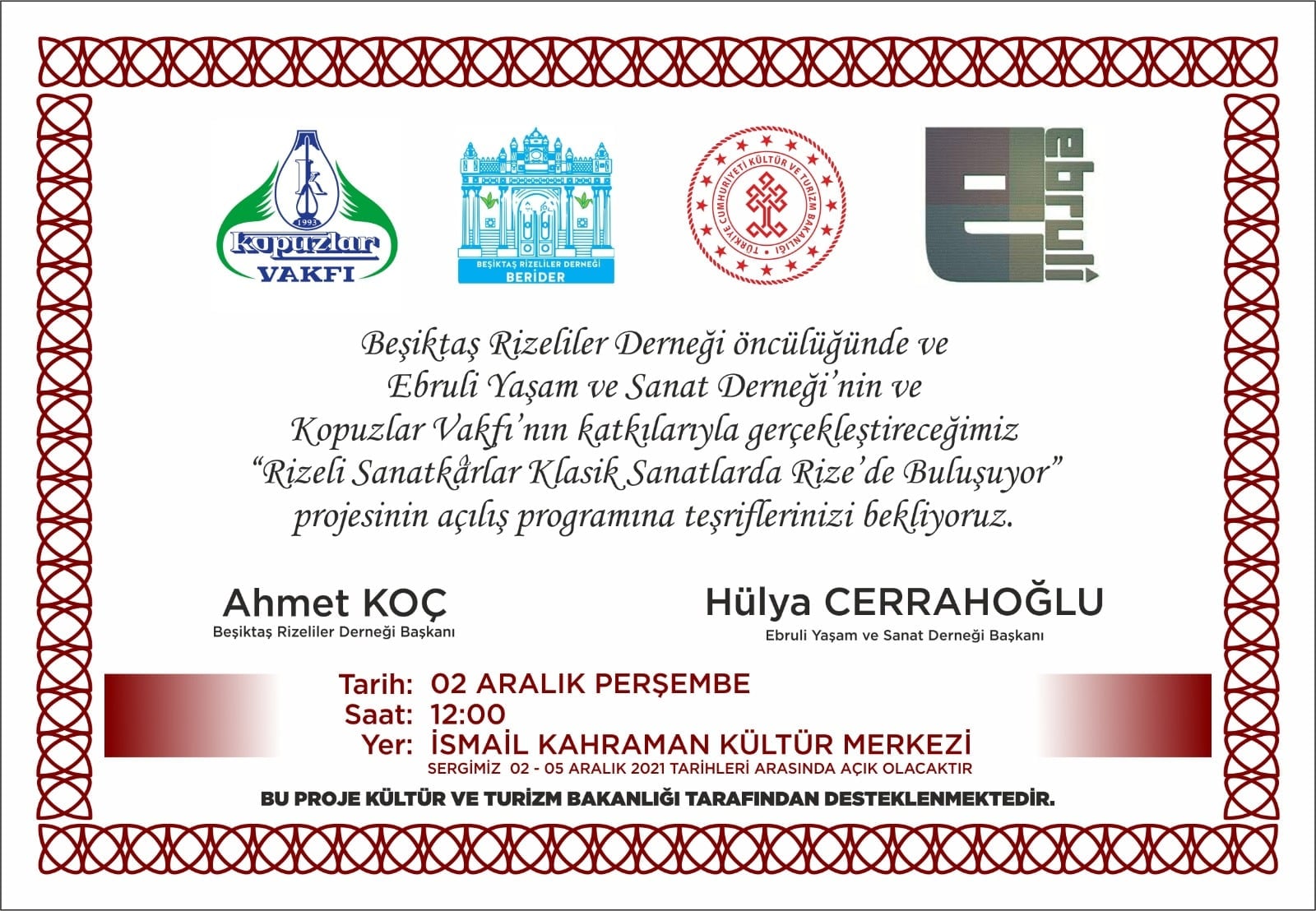 RİZELİ SANATKÂRLAR KLASİK SANATLARDA RİZE’DE BULUŞUYOR